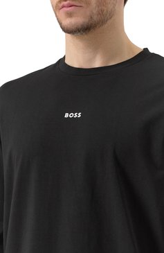 Мужская хлопковый лонгслив BOSS ORANGE черного цвета, арт. 50473286 | Фото 5 (Длина (для топов): Стандартные; Материал внешний: Хлопок; Драгоценные камни: Проставлено; Рукава: Длинные; Материал сплава: Проставлено; Стили: Кэжуэл; Принт: Без принта; Мужское Кросс-КТ: Футболка-одежда; Кросс-КТ: Джерси)