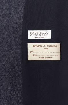 Женский хлопковый жакет BRUNELLO CUCINELLI темно-синего цвета, арт. MA7827335 | Фото 7 (Драгоценные камни: Проставлено; Материал сплава: Проставлено; Длина (для топов): Стандартные; Материал внешний: Хлопок; Рукава: Длинные; 1-2-бортные: Однобортные; Женское Кросс-КТ: Жакет-одежда; Стили: Классический)
