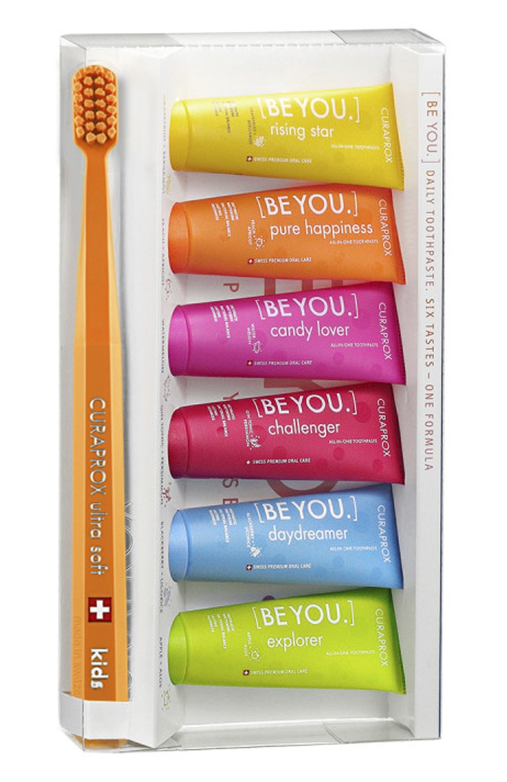 Набор зубных паст be you «шесть вкусов» + зубная щетка kids (6х10ml) CURAPROX, арт. 4603741569001, фото 1