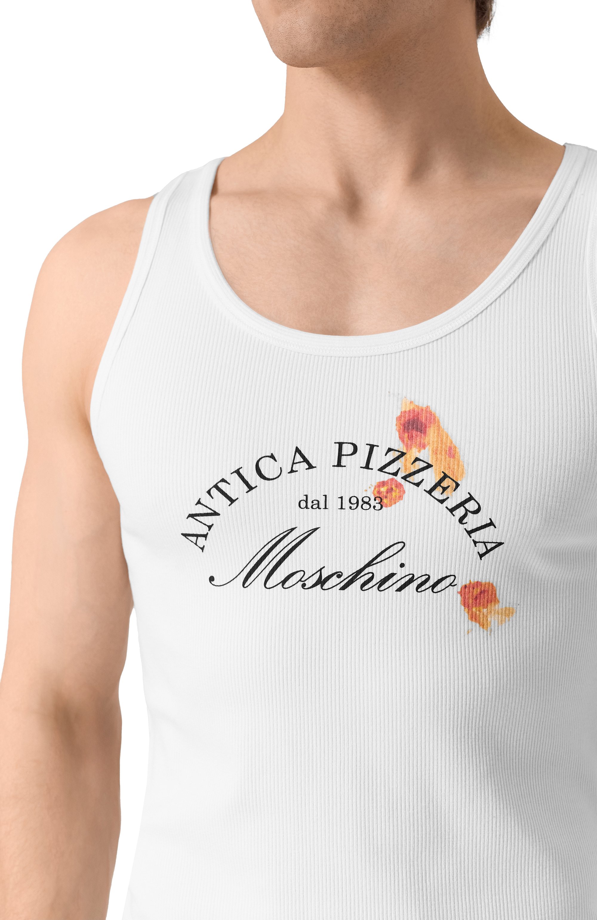 Майка из вискозы MOSCHINO белого цвета по цене 23700 руб., арт. A8907/0245, фото 5 Майка из вискозы MOSCHINO, арт. A8907/0245, фото 5