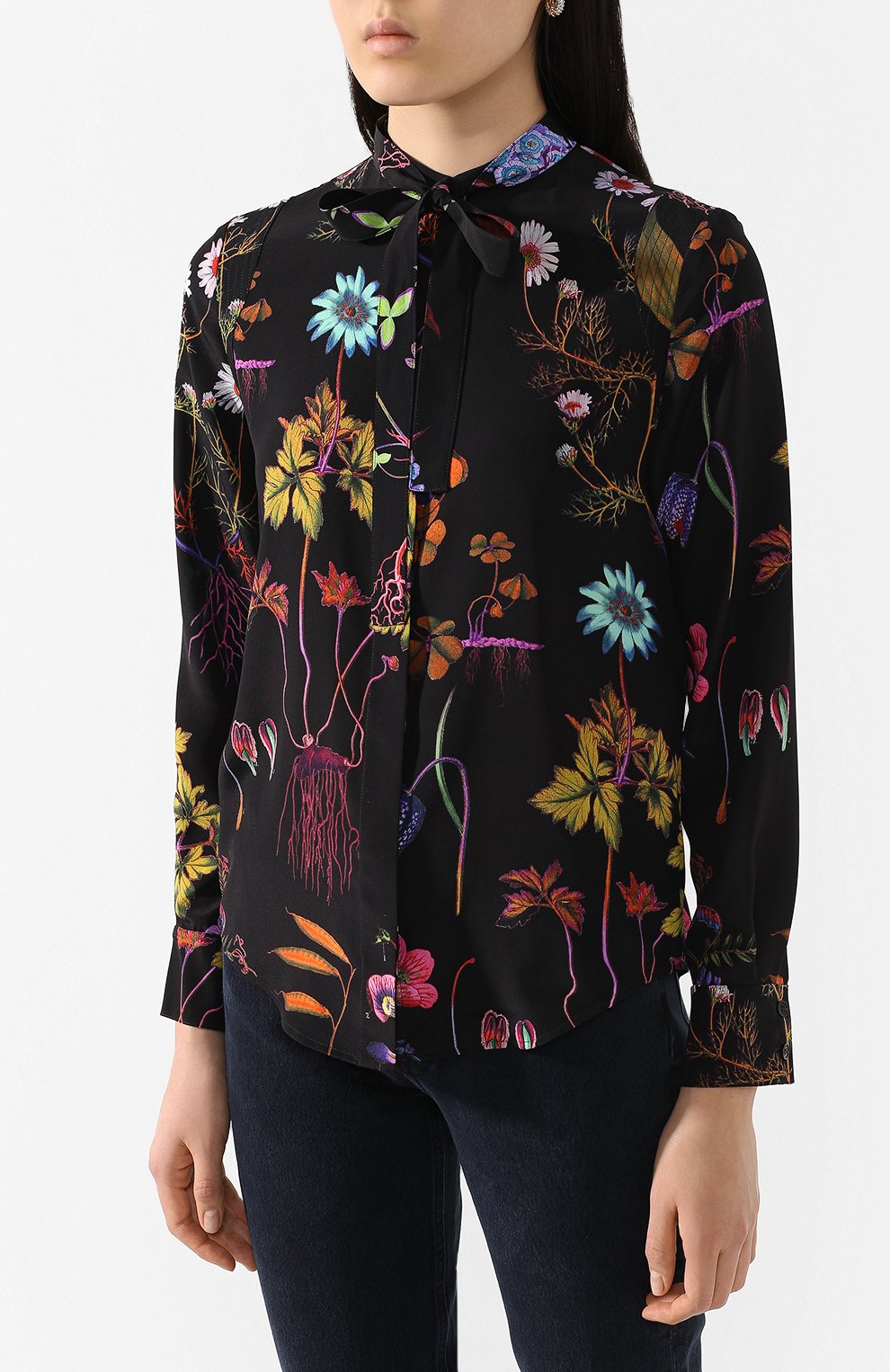 Шелковая рубашка STELLA MCCARTNEY черного цвета по цене 82700 руб., арт. 600347/S0A10, фото 3 Шелковая рубашка STELLA MCCARTNEY, арт. 600347/S0A10, фото 3