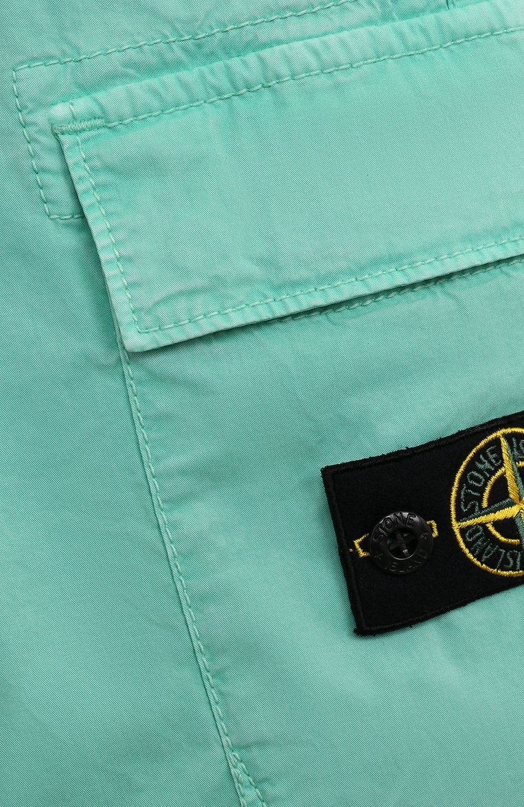 Детские хлопковые шорты-карго STONE ISLAND бирюзового ц�вета, арт. 8016L0210/6-8 | Фото 3 (Материал внешний: Хлопок; Нос: Не проставлено; Материал сплава: Проставлено; Случай: Повседневный; Ростовка одежда: 8 лет | 128 см, 6 лет | 116 см)