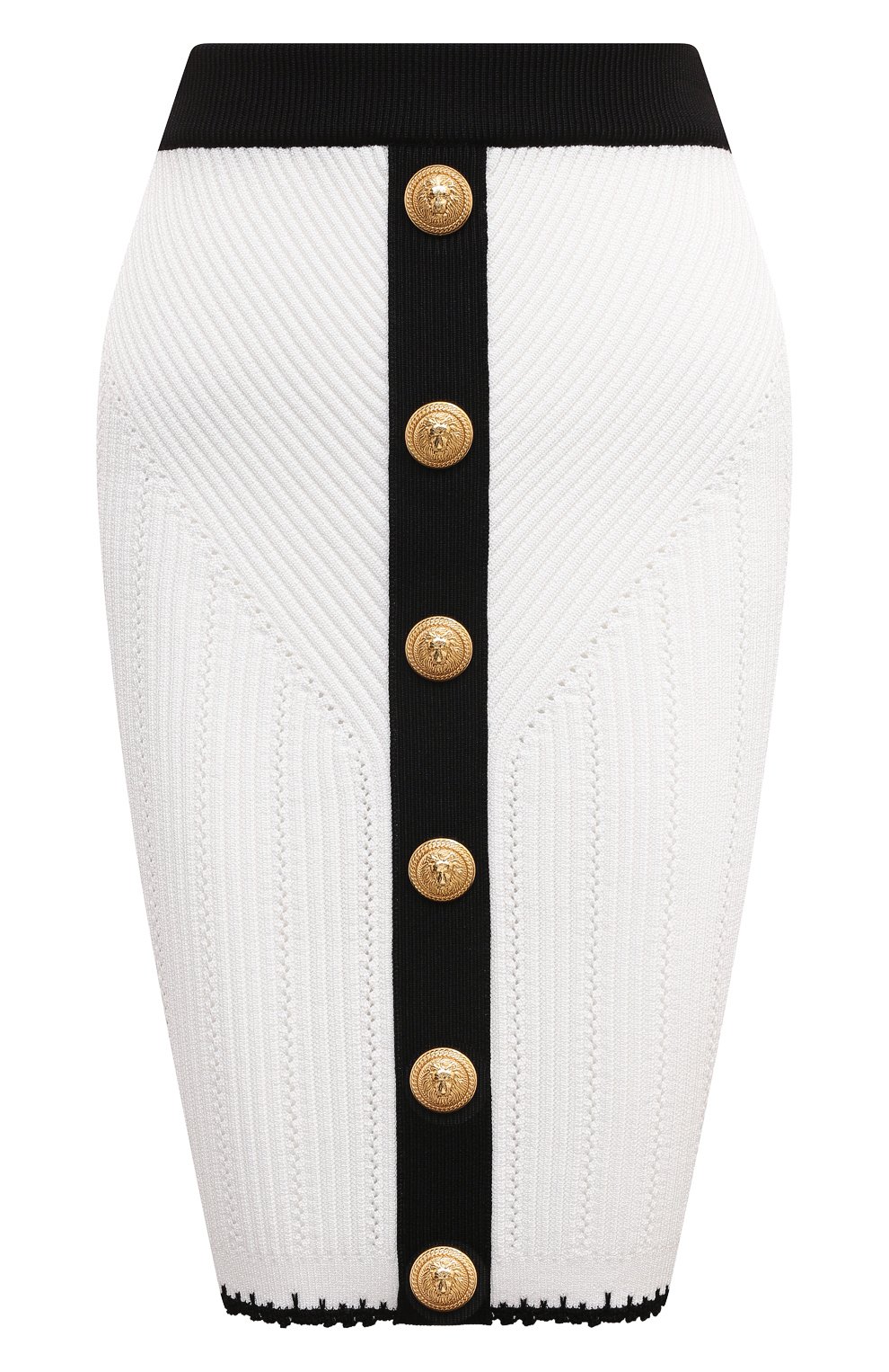 Юбка из вискозы BALMAIN черно-белого цвета по цене 132000 руб., арт. CF0LC009/KG41, фото 1 Юбка из вискозы BALMAIN, арт. CF0LC009/KG41, фото 1