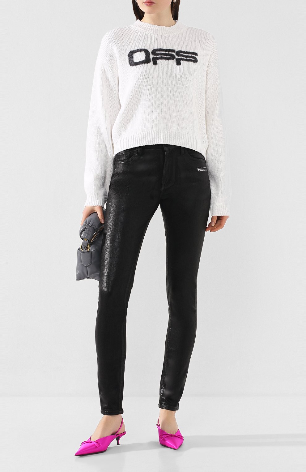 Хлопковый свитер OFF-WHITE белого цвета по цене 43400 руб., арт. 0WHE021R20H280870110, фото 2 Хлопковый свитер OFF-WHITE, арт. 0WHE021R20H280870110, фото 2
