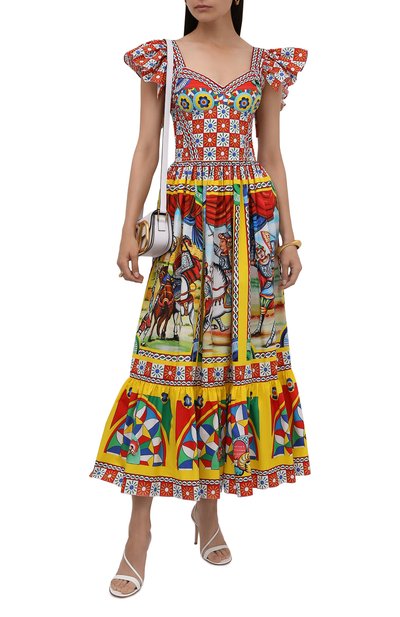 Хлопковое платье DOLCE & GABBANA разноцветного цвета по цене 212000 руб., арт. F6G8RT/GDS11, фото 2 Хлопковое платье DOLCE & GABBANA, арт. F6G8RT/GDS11, фото 2