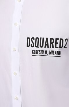 Мужская хлопковая рубашка DSQUARED2 белого цвета, арт. S74DM0652/S36275 | Фото 5 (Манжеты: На пуговицах; Воротник: Кент; Рукава: Длинные; Рубашки М: Regular Fit; Случай: Повседневный; Длина (для топов): Стандартные; Стили: Гранж; Принт: С принтом; Материал сплава: Проставлено; Нос: Не проставлено; Материал внешний: Хлопок; Драгоценные камни: Проставлено; Размерность: Маломерит)