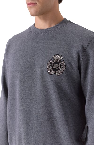 Хлопковый свитшот DOLCE & GABBANA серого цвета по цене 111500 руб., арт. G9ABJZ/G7PJ7, фото 5 Хлопковый свитшот DOLCE & GABBANA, арт. G9ABJZ/G7PJ7, фото 5