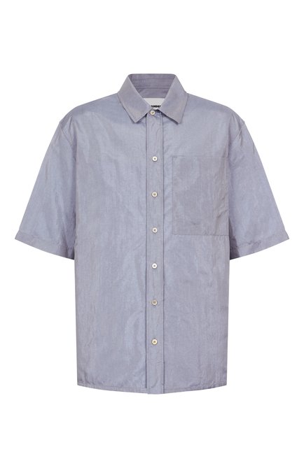 Мужская рубашка JIL SANDER голубого цвета, арт. J47DL0165-J70003 | Фото 1 (Длина (для топов): Стандартные; Драгоценные камни: Проставлено; Материал внешний: Шелк; Материал сплава: Проставлено; Рукава: 3/4)