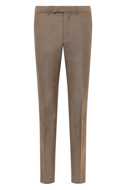 Брюки из шерсти и льна Zegna 718F00A7/75TB12 Коричневый 718F00A7/75TB12