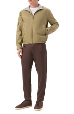 Мужской двусторонний бомбер KITON хаки цвета, арт. UW2061V0830F07 | Фото 2 (Рукава: Длинные; Длина (верхняя одежда): Короткие; Материал подклада: Ви�скоза; Принт: Без принта; Кросс-КТ: бомбер, Легкие; Стили: Милитари, Кэжуэл; Материал внешний: Синтетический материал; Автоматизация состава: Проставлено; Автоматизация ТО: Проставлено; Детали: Без декора)