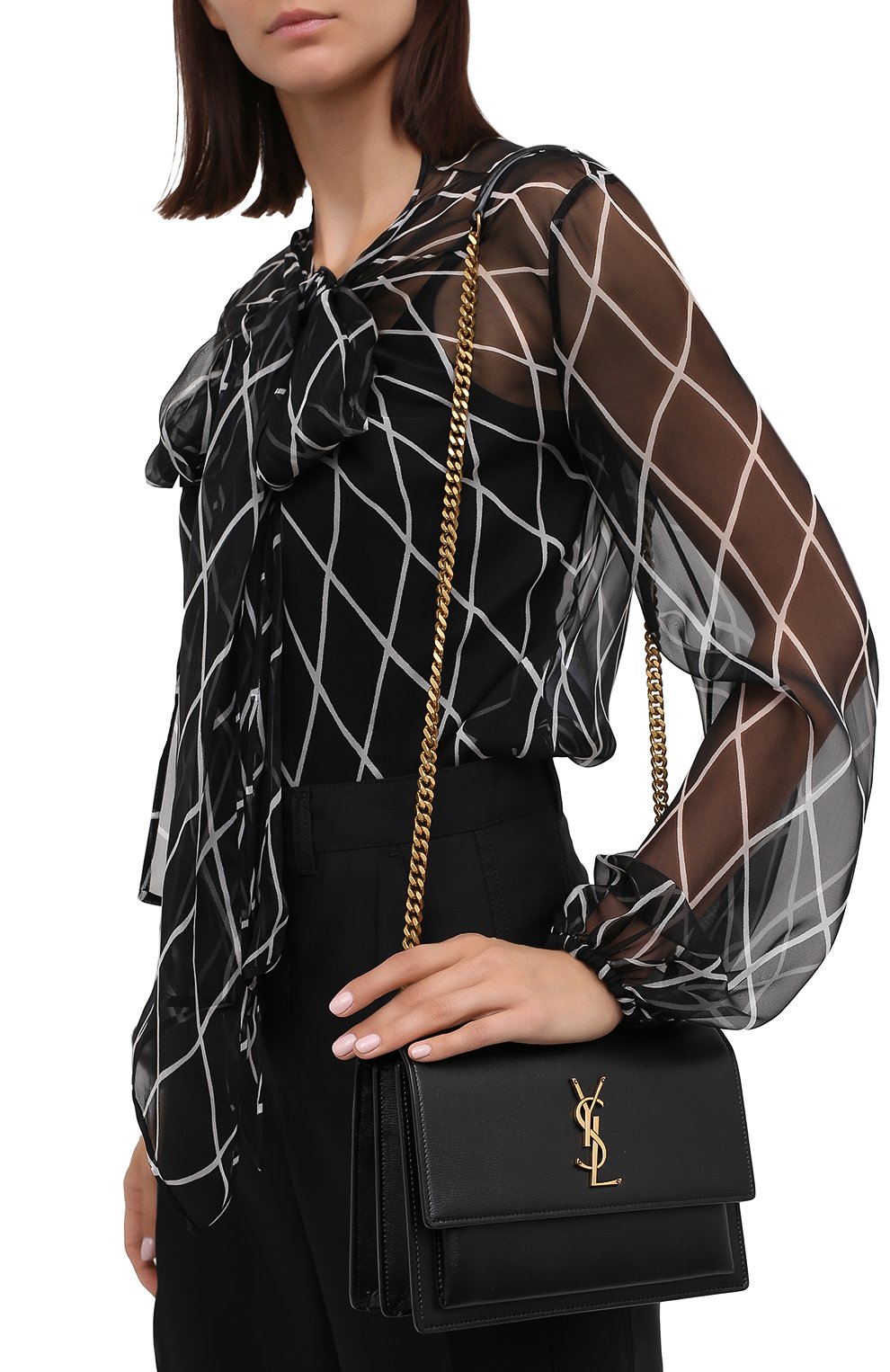 Сумка sunset medium SAINT LAURENT черного цвета по цене 339000 руб., арт. 442906/D420W, фото 5 Сумка sunset medium SAINT LAURENT, арт. 442906/D420W, фото 5