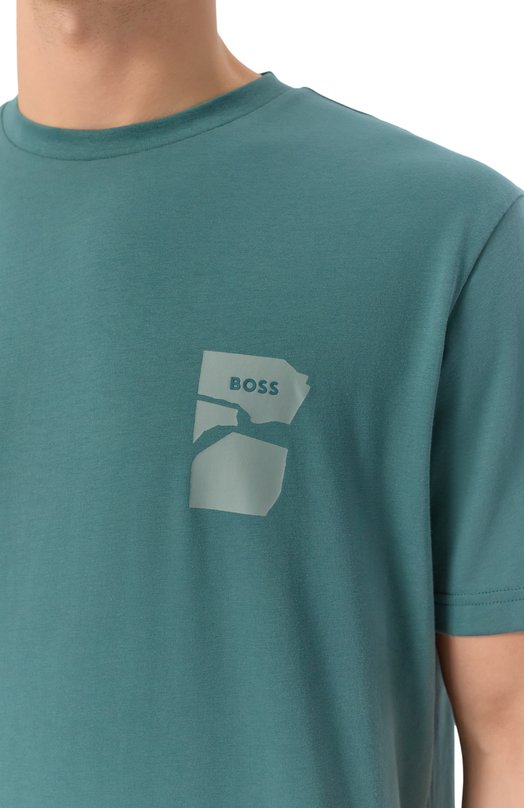 Хлопковая футболка BOSS Orange 50554610 Зелёный  50554610 Фото 5