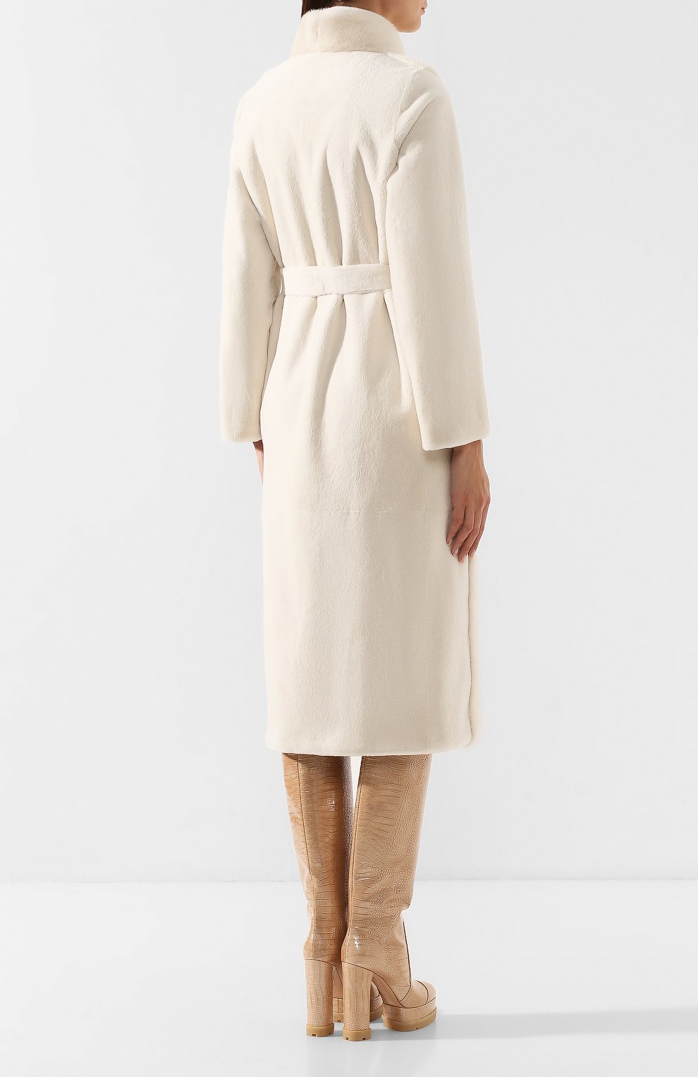 Шуба из меха норки с поясом YVES SALOMON, арт. 7WYM75720VLVR, фото 4