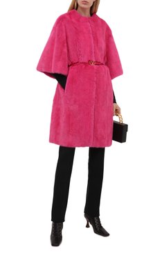 Женская шуба из меха норки VALENTINO фуксия цвета, арт. WF3FAN011AF | Фото 2 (Длина (верхняя одежда): До колена; Рукава: 3/4; Женское Кросс-КТ: Мех; Стили: Гламурный; Материал внешний: Натуральный мех; Драгоценные камни: Проставлено; Материал сплава: Проставлено; Кросс-КТ: Куртка)