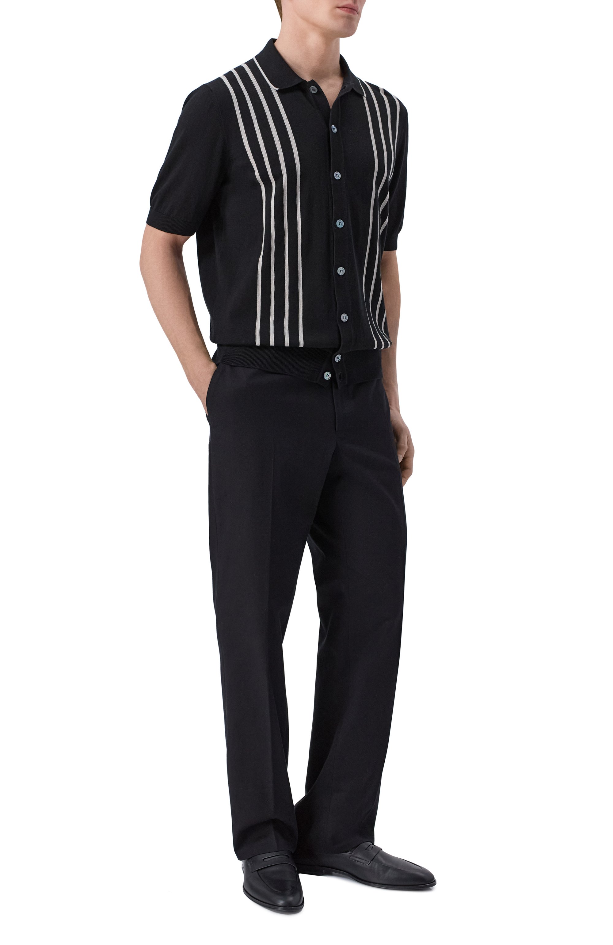 Хлопковая рубашка GRAN SASSO черного цвета по цене 35300 руб., арт. 59135/18066, фото 2 Хлопковая рубашка GRAN SASSO, арт. 59135/18066, фото 2