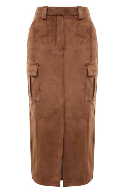 Юбка из экозамши LVIR коричневого цвета по цене 49750 руб., арт. LV23F-SK07B, фото 1 Юбка из экозамши LVIR, арт. LV23F-SK07B, фото 1