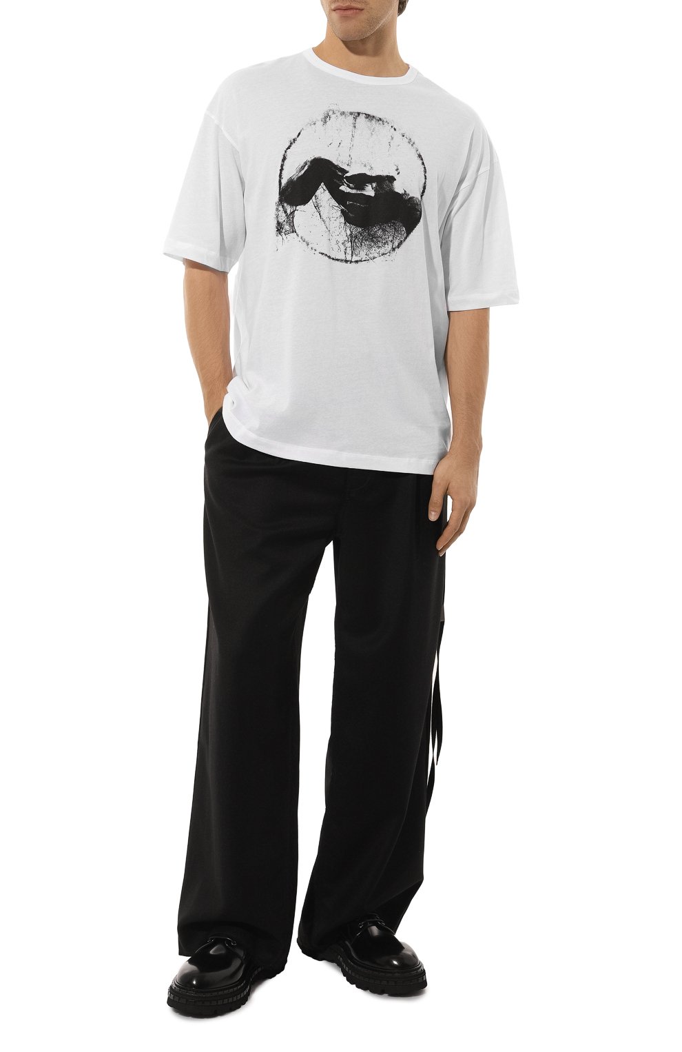 Хлопковая футболка ANN DEMEULEMEESTER, арт. 2402-M-JTS06-37-FA206-001, фото 2