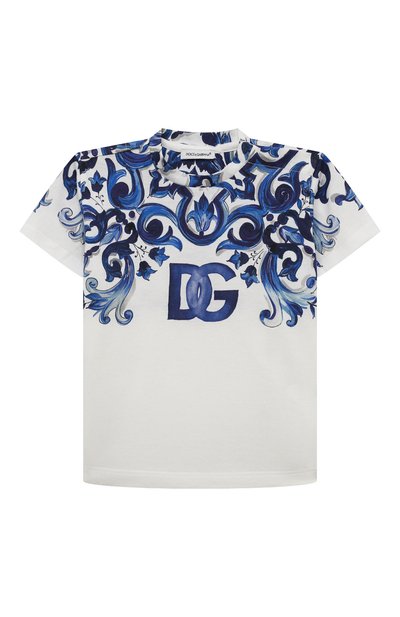 Хлопковая футболка DOLCE & GABBANA белого цвета по цене 19950 руб., арт. L2JTJK/G7E9Q, фото 1 Хлопковая футболка DOLCE & GABBANA, арт. L2JTJK/G7E9Q, фото 1
