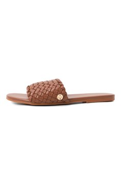Женские кожаные шлепанцы MELISSA ODABASH коричневого цвета, арт. WOVEN SLIDER CR | Фото 4 (Материал внешний: Натуральная кожа; Подошва: Плоская; Каблук высота: Низкий; Материал сплава: Проставлено; Драгоценные камни: Проставлено)
