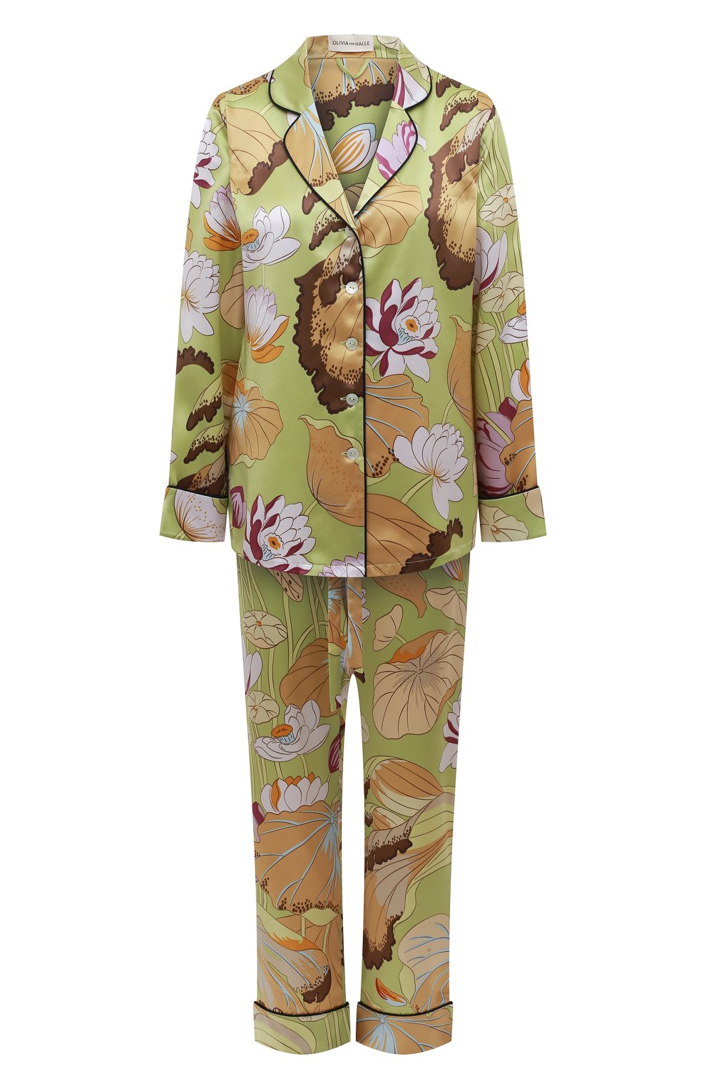 Шелковая пижама OLIVIA VON HALLE салатового цвета по цене 69950 руб., арт. AW2111, фото 1 Шелковая пижама OLIVIA VON HALLE, арт. AW2111, фото 1