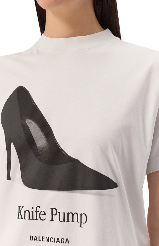 Хлопковая футболка Balenciaga 809122/TSVN4 Кремовый  809122/TSVN4 Фото 5