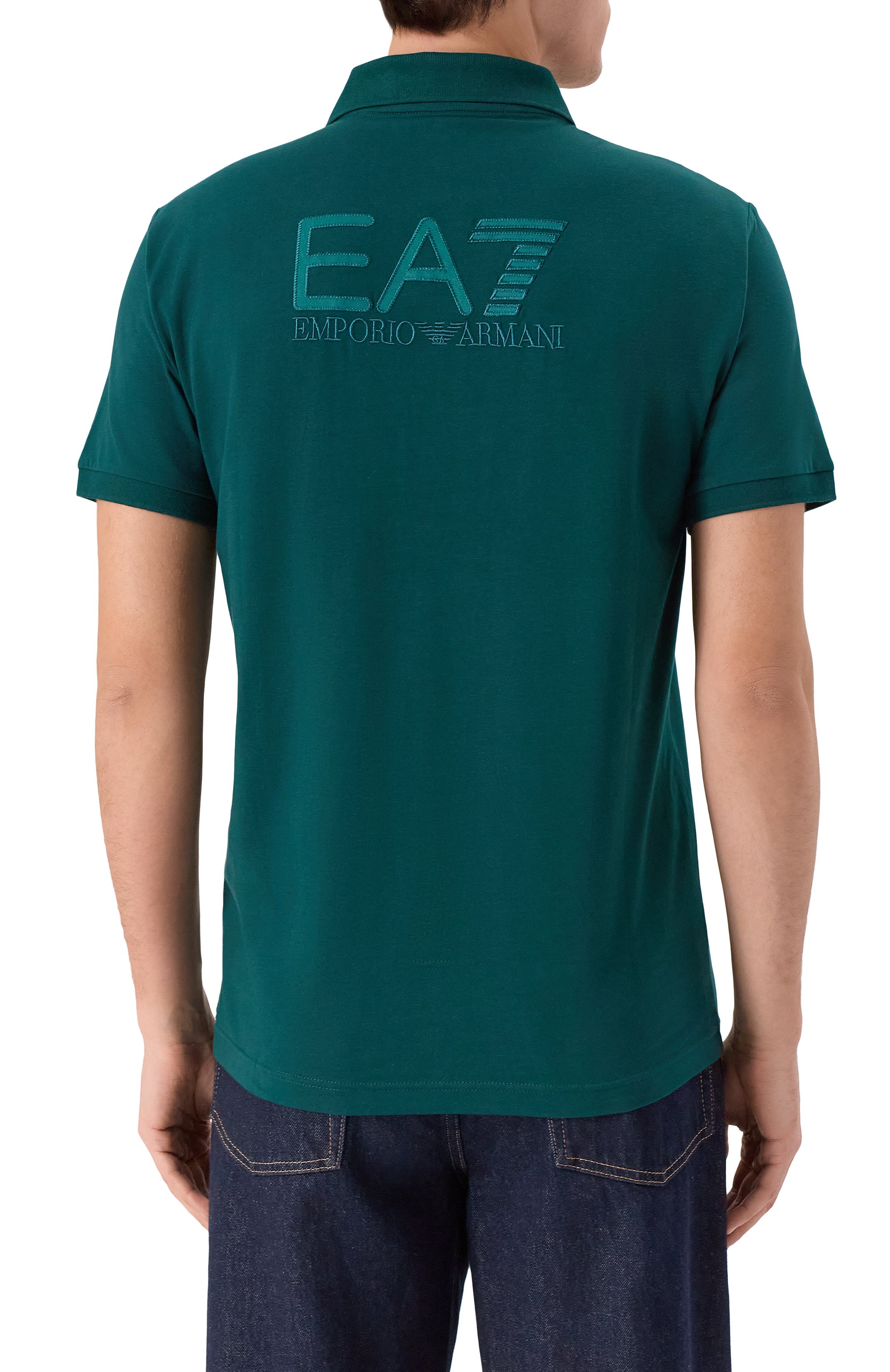 Хлопковое поло EA7 зеленого цвета по цене 11600 руб., арт. 7M000901/AF10373, фото 4 Хлопковое поло EA7, арт. 7M000901/AF10373, фото 4