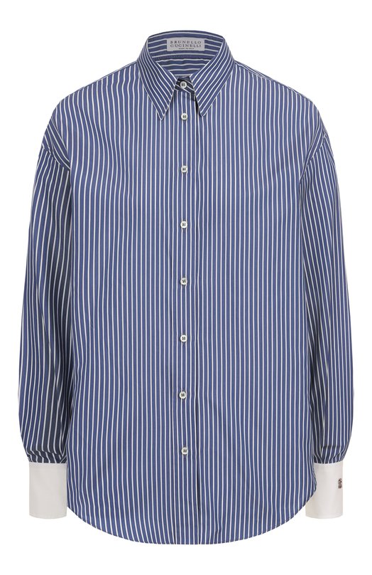 Рубашка из хлопка и шелка Brunello Cucinelli MA794NM116 Синий MA794NM116