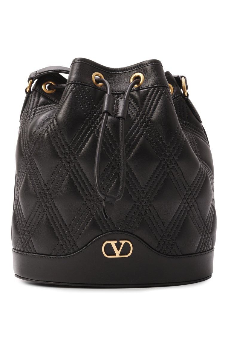 Женская сумка quiltie 67 VALENTINO черного цвета, арт. 6W2B0R01/MIC | Фото 1 (Размер: medium; Материал: Натуральная кожа; Ремень/цепочка: На ремешке)