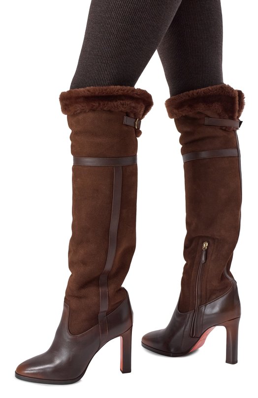 Кожаные ботфорты Santoni WSAG71929HI2ARHG Коричневый  WSAG71929HI2ARHG Фото 2