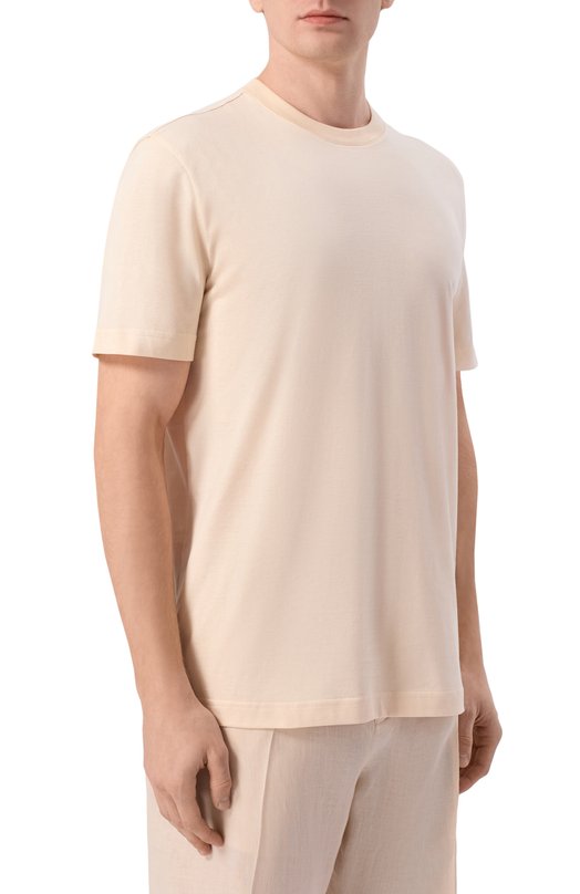 Хлопковая футболка Kiton UMM0746 Бежевый  UMM0746 Фото 3