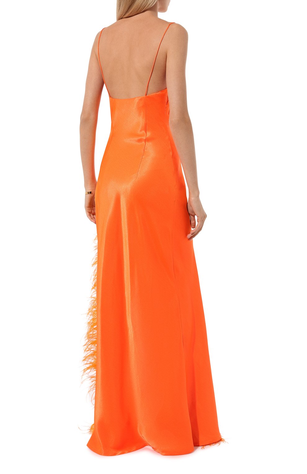 Атласное платье с отделкой перьями SASHA KIM, арт. УТ-00001314, фото 4