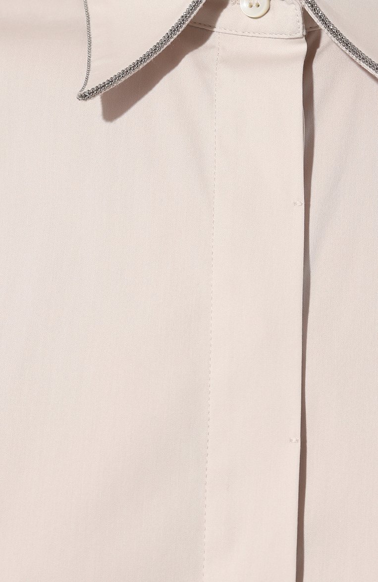 Женская хлопковая рубашка BRUNELLO CUCINELLI кремвого цвета, арт. M0091MA616 | Фото 5 (Принт: Без принта; Женское Кросс-КТ: Рубашка-одежда; Длина (для топов): Стандартные; Материал сплава: Проставлено; Материал внешний: Хлопок; Драгоценные камни: Проставлено; Стили: Кэжуэл)