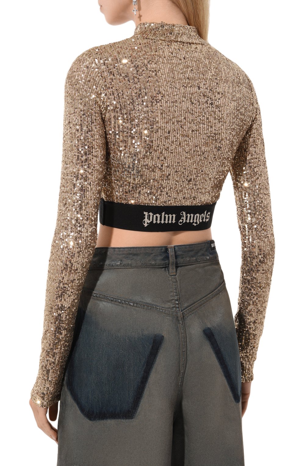 Топ с отделкой пайетками PALM ANGELS, арт. PWAD067F24FAB001, фото 4