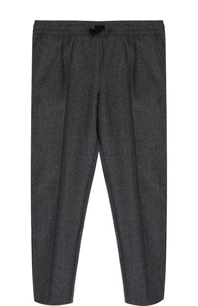 Брюки из шерсти и кашемира на кулиске GUCCI серого цвета по цене 39950 руб., арт. 475451/XBB59, фото 1 Брюки из шерсти и кашемира на кулиске GUCCI, арт. 475451/XBB59, фото 1