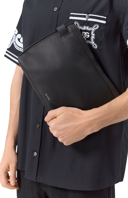 Мужская клатч ZEGNA черного цвета, арт. E1910Z/LHCVM | Фото 2 (Размер: medium; Драгоценные камни: Проставлено; Материал сплава: Проставлено; Материал: Натуральная кожа)
