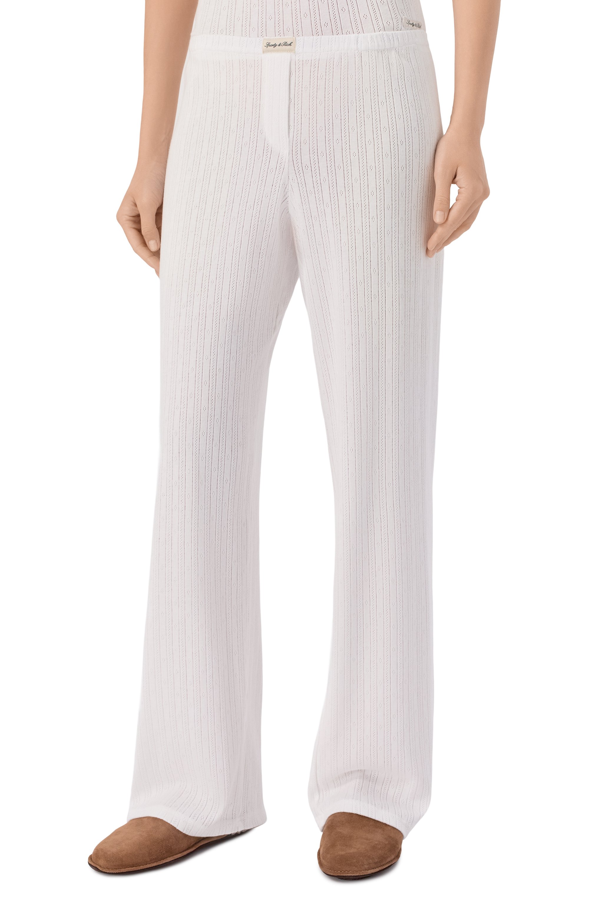 Хлопковые брюки SPORTY AND RICH белого цвета по цене 20750 руб., арт. PA06876326WH01, фото 3 Хлопковые брюки SPORTY AND RICH, арт. PA06876326WH01, фото 3