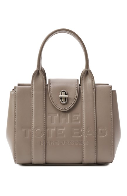 Женская сумка the turnlock tote bag MARC JACOBS (THE) серого цвета, арт. 2F4HCR015H04 | Фото 1 (Ремень/цепочка: На ремешке; Материа�л: Натуральная кожа; Материал сплава: Проставлено; Драгоценные камни: Проставлено; Размер: mini)