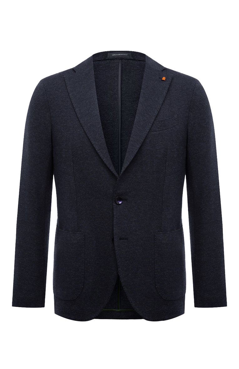 Мужской пиджак из шерсти и хлопка SARTORIA LATORRE темно-синего цвета, арт. JD74/JG106 | Фото 1 (Рукава: Длинные; Материал внешний: Шерсть, Хлопок; Драгоценные камни: Проставлено; Длина (для топов): Стандартные; Материал сплава: Проставлено; Пиджаки М: Прямой; 1-2-бортные: Однобортные; Стили: Классический; Случай: Формальный, Повседневный)