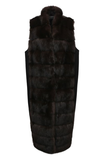 Жилет с меховой отделкой MANZONI24, арт. 20M769-ZDB1/EXTRADARK/BLACK/48-52, фото 1