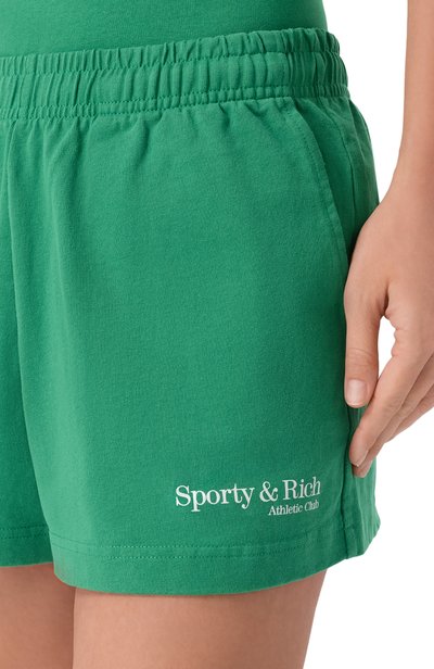 Хлопковые шорты SPORTY AND RICH зеленого цвета по цене 17150 руб., арт. SH03773093GR19, фото 5 Хлопковые шорты SPORTY AND RICH, арт. SH03773093GR19, фото 5
