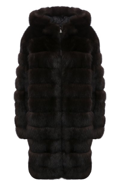 Двусторонняя шуба из меха соболя MANZONI24, арт. 21M551-ZNY/EXTRA DARK/48-52, фото 1