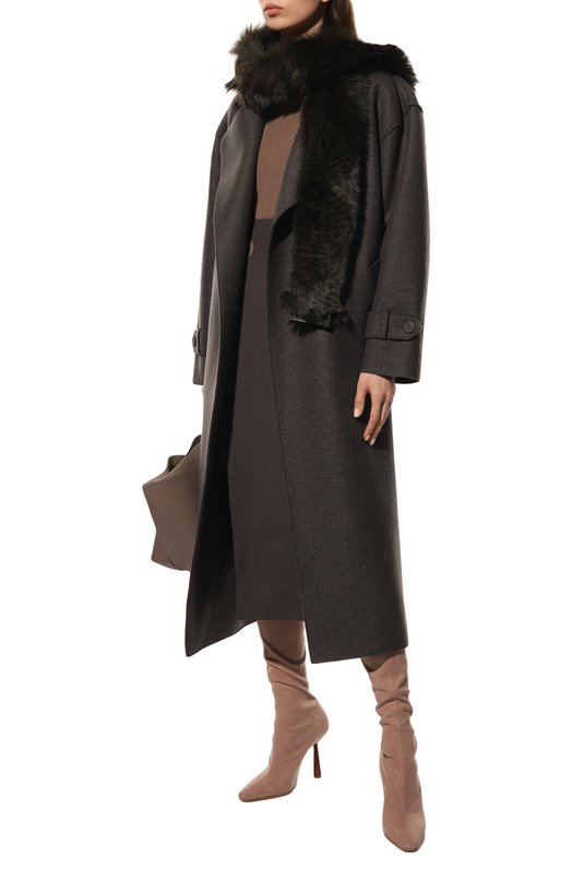 Меховой шарф из овчины DROMe Зелёный, фото 2