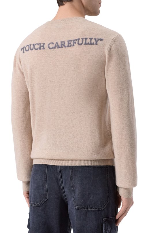 Кашемировый джемпер Off-White 0MHE200F25KNI001 Бежевый  0MHE200F25KNI001 Фото 4