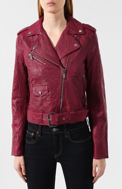 Кожаная куртка MICHAEL MICHAEL KORS бордового цвета по цене 49200 руб., арт. MU82HYG2A3, фото 3 Кожаная куртка MICHAEL MICHAEL KORS, арт. MU82HYG2A3, фото 3