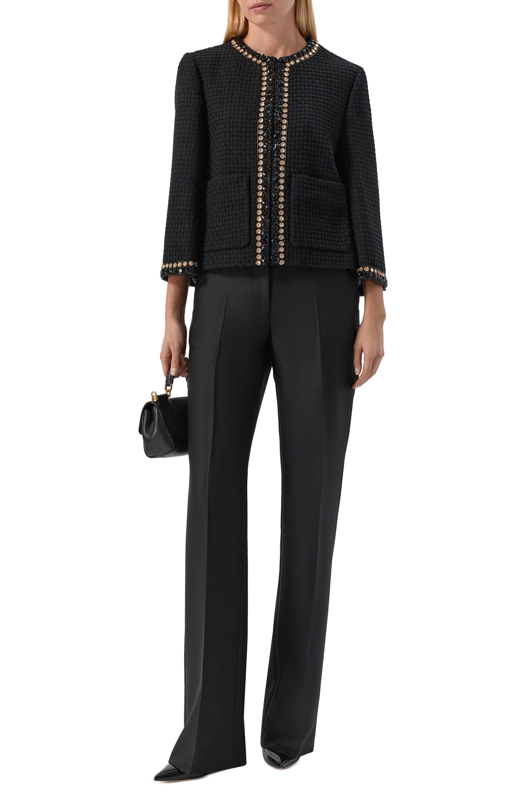 Твидовый жакет VALENTINO черного цвета по цене 642500 руб., арт. 8B3CE3YN/9YG, фото 2 Твидовый жакет VALENTINO, арт. 8B3CE3YN/9YG, фото 2