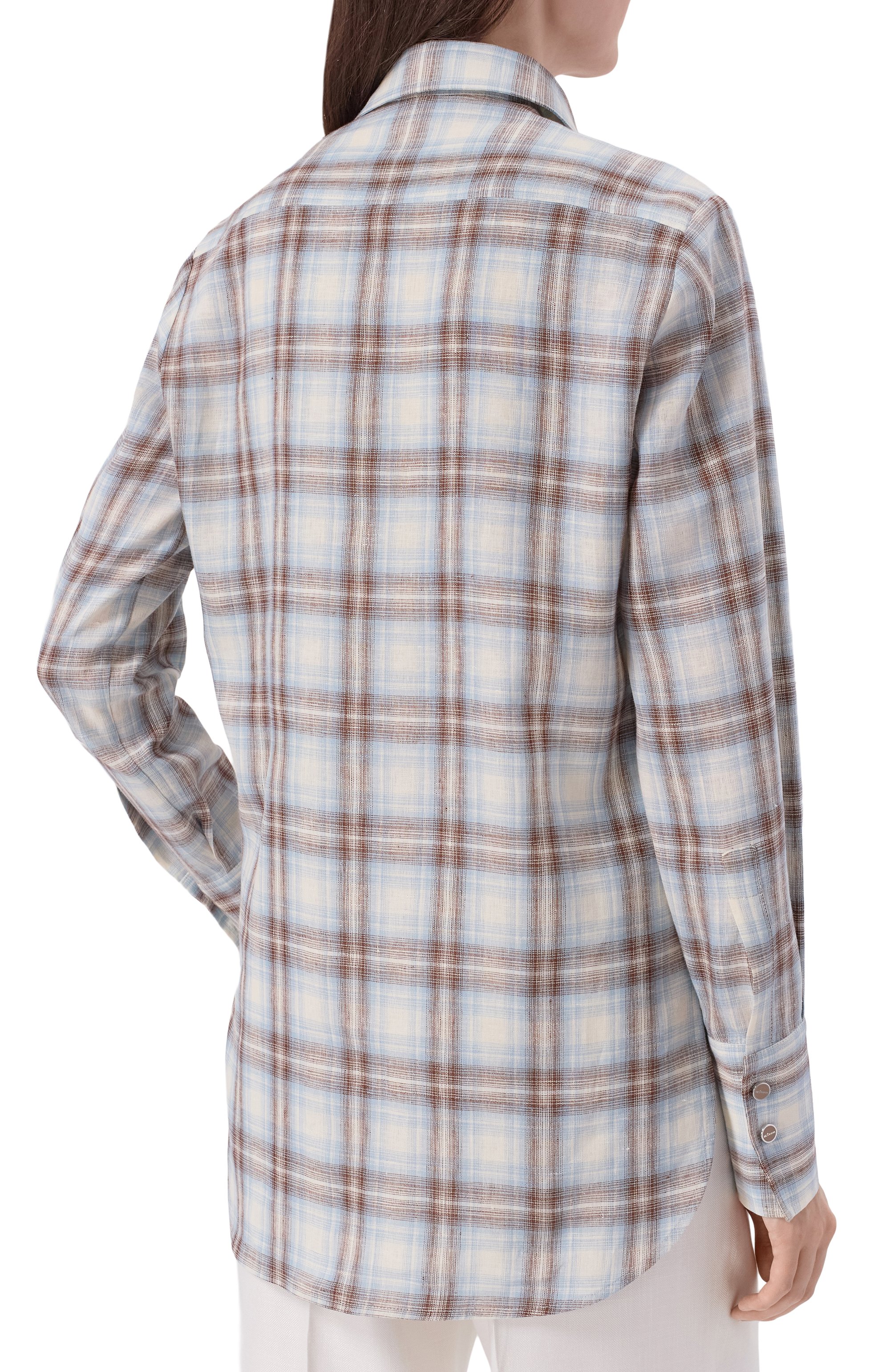 Льняная рубашка KITON голубого цвета по цене 112000 руб., арт. D54410H09641, фото 4 Льняная рубашка KITON, арт. D54410H09641, фото 4