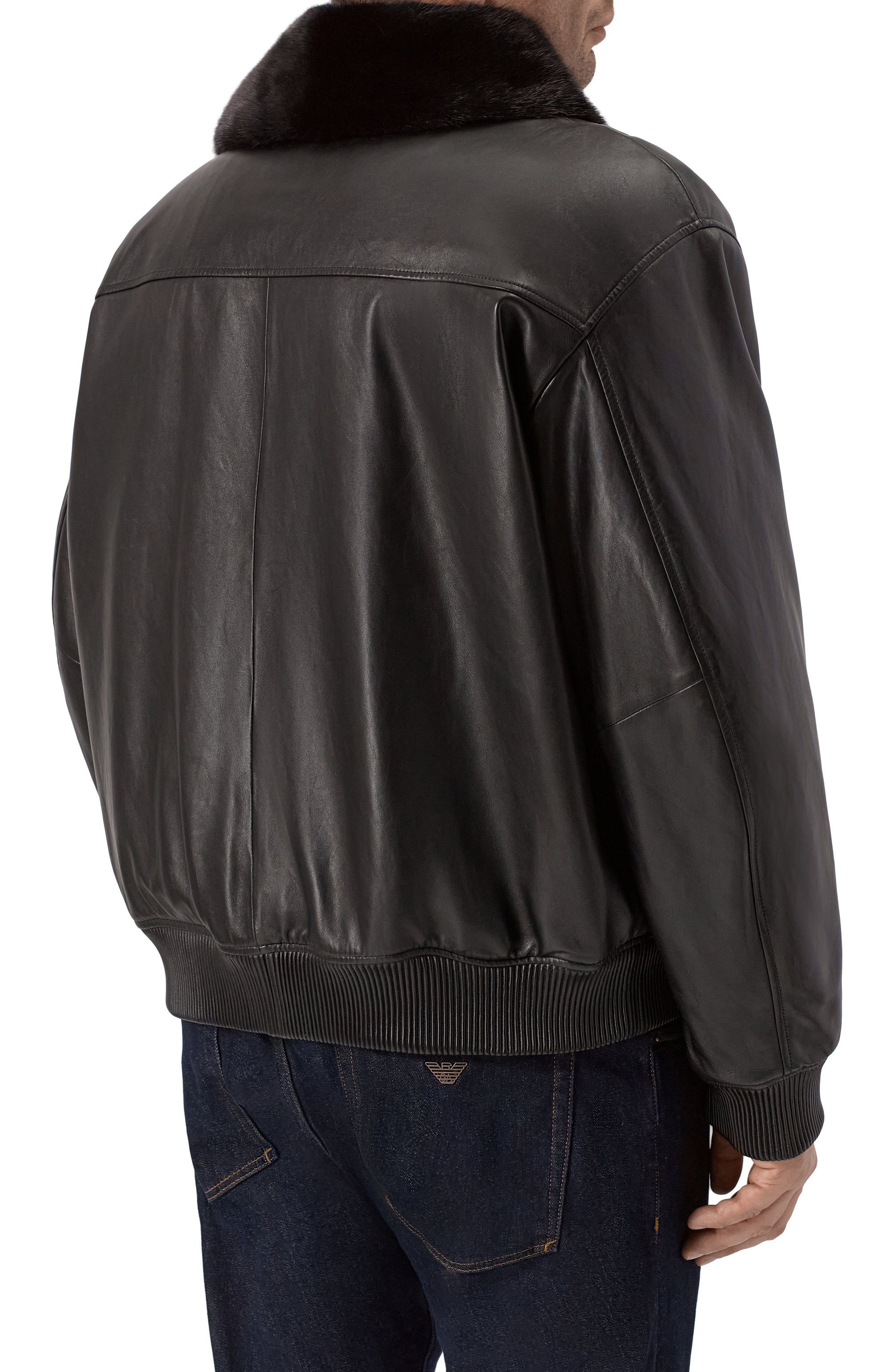 Кожаный бомбер с подкладкой из норки MVST, арт. M25.1PM.0004/BIG SIZE/PL0NGE, фото 4