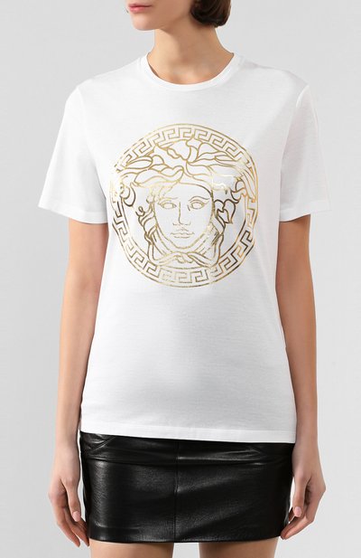 Хлопковая футболка VERSACE белого цвета по цене 31150 руб., арт. A83864/A201952, фото 3 Хлопковая футболка VERSACE, арт. A83864/A201952, фото 3