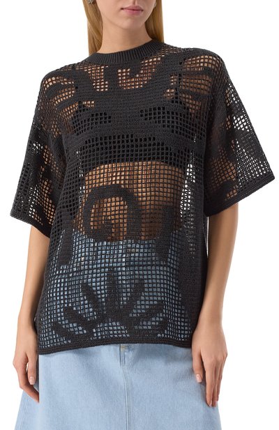 Хлопковый пуловер NANUSHKA черного цвета по цене 62150 руб., арт. NW25SSTP24499, фото 3 Хлопковый пуловер NANUSHKA, арт. NW25SSTP24499, фото 3