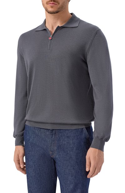 Поло из кашемира и шелка KITON серого цвета по цене 226500 руб., арт. UMKX05Z, фото 3 Поло из кашемира и шелка KITON, арт. UMKX05Z, фото 3